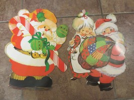2 Vtg Eeureka die cut Christmas Decorations Santa and Mrs Claus - £11.72 GBP