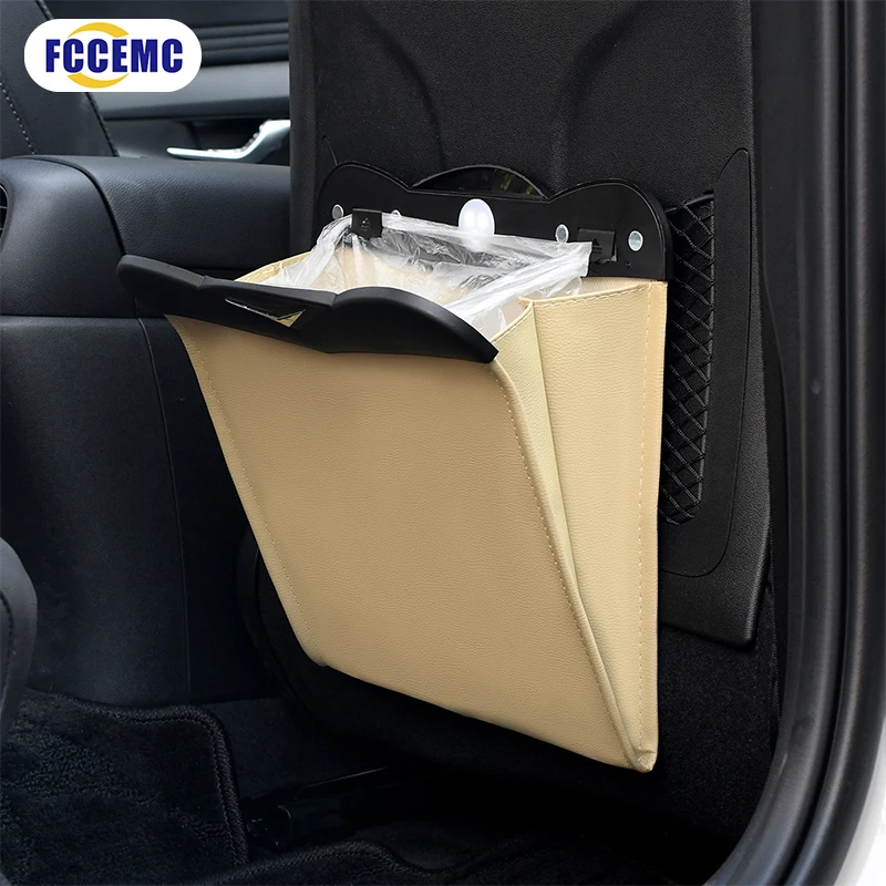 Bag with led waterproof magnetic adsorption trash can back seat hanging leather storage thumb200