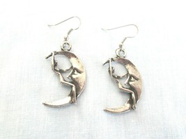 Naughty Girl Riding Moon Made In The Usa Silver Pewter Pendant Pair Of Earrings - £15.93 GBP