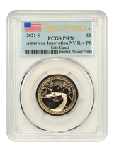 2021-S Amer. Innovation $1 PCGS Proof 70 (Reverse Proof, Erie Canal, First Strik - £84.74 GBP