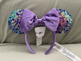 Disney Parks Purple Bow Multicolor Sequin Minnie Mouse Ears Headband NEW... - £39.25 GBP
