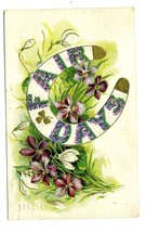 Fair Days Gold Clover Horseshoe and Flowers Postcard 1912 Printed in Germany  - £7.89 GBP