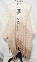 American Eagle Women&#39;s Knit Ombre Brown Fringe Poncho Sweater Cardigan NWT - £15.81 GBP