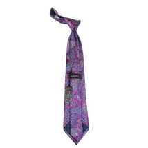 Men's 100% Silk Necktie By Bruno Piattelli Paisley Floral Fancy BP18 Pink Blue image 3