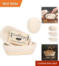 Handmade Rattan Banneton Basket &amp; Liner for Perfect Bread – 10 Inch Oval - $47.47