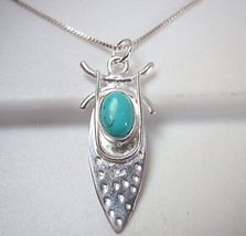 Turquoise Hammered 925 Sterling Silver Necklace Corona Sun Jewelry - £9.31 GBP