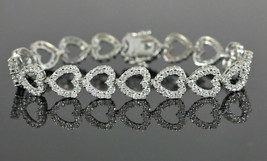 8Ct Round Lab Created Diamond Open Heart Tennis Bracelet 14k White Gold Finish - £129.01 GBP