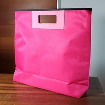 Clinique NEW Large Tote  Bag Hot Pink Nylon Faux Leather Handles Fully L... - $14.70
