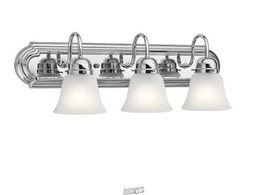 KICHLER Independence 24 in 3-Light Chrome Vanity Light with Frosted Glas... - $66.49