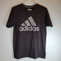 Adidas Shirt Mens Large Spell Out Black Top Running Sports Outdoor Tee Casual - £11.84 GBP