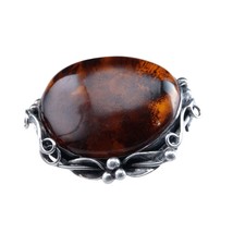 Vintage Polish Sterling and Baltic amber brooch - £97.47 GBP