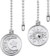 Ceiling Fan Pull Chain Sun Moon Pattern,2 Pcs 12 Inch Beaded Ball Pull Chain Ext - £10.54 GBP