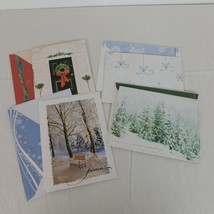 Christmas Cards Lot of 8 With Matching Envelopes Winter Snow Snowflakes Trees - £6.27 GBP