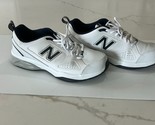 EUC New Balance Men&#39;s 623 Training Shoes White Blue Leather MX623WN3 Siz... - $44.49
