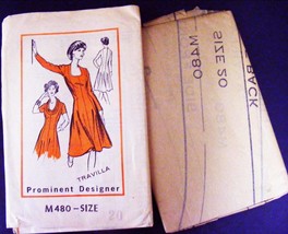 Misses&#39; DRESS w/Gored Skirt Vintage Mail-Order Pattern M480 Size 20 Uncut - $25.00