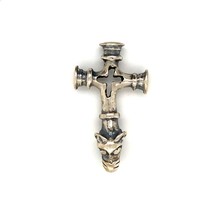 Vtg Signed 830 Silver Mid Century Carved Dragon Lion Gothic Cross Charm Pendant - £74.07 GBP