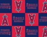 Los Angeles Angels of Anaheim MLB Baseball Squares Boxes Fabric Print s6... - £11.14 GBP