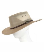 Real Australian Leather Cooler Hat by Jacaru. Made in Australia. Beige sand - $69.95