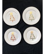Pier 1 Christmas tree dessert salad plates set of 4 gold rim preowned 7 ... - $54.14 CAD