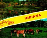 Dual View Banner Greetings From Indiana Landscapes UNP Chrome Postcard C2 - $3.91