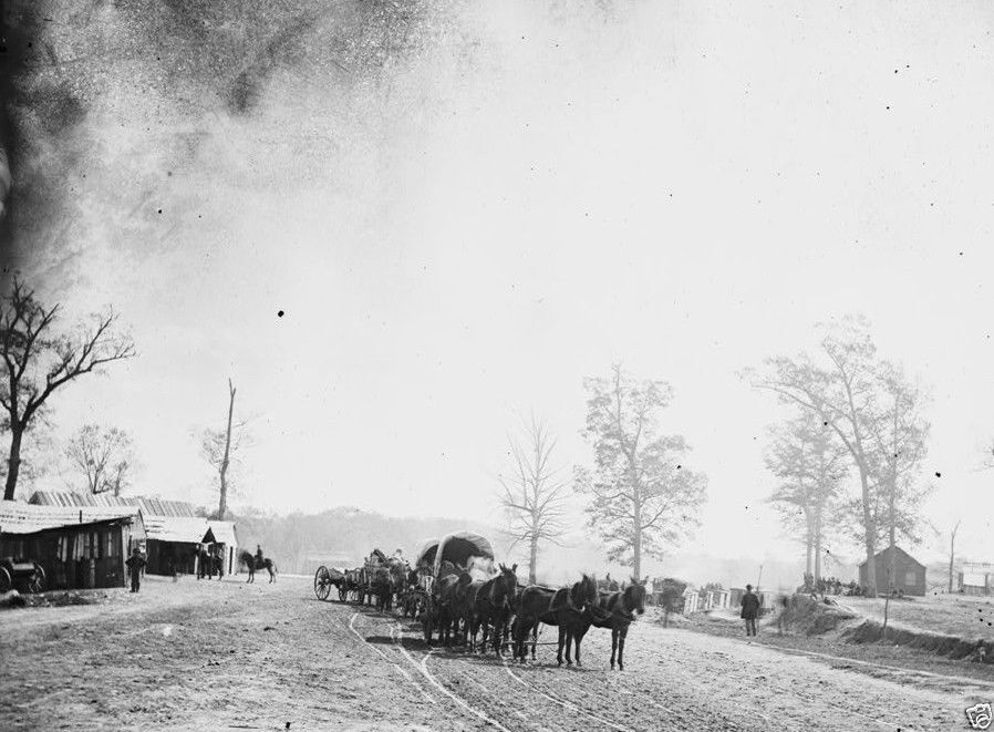 Primary image for Union Army Black River Station, MS - Wagons and Sheds - 8x10 US Civil War Photo