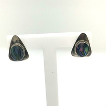 Vintage Sterling Signed S.J. Selena Jake Navajo Inlay Abalone Post Stud Earrings - £35.61 GBP