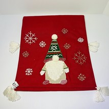 Christmas Table Runner Holiday Red Gnomes And Snowflakes 13 In X 72 In - $49.50