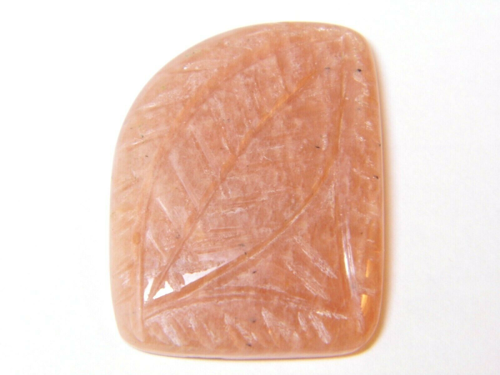 20.49Ct 31x24x3mm Peach Amazonite Carved Cabochon Wire Wrapping/Jewelry ... - $3.59+