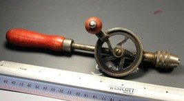 Vintage Nine Inch Hand Crank Small Hand Drill for Decoration Chuck missing parts - £55.14 GBP