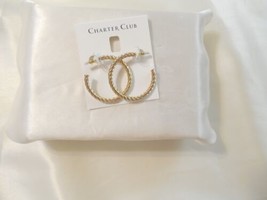 Charter Club 1-3/8&quot; Gold Tone Medium Twist Hoop Earrings C531$29 - £6.80 GBP