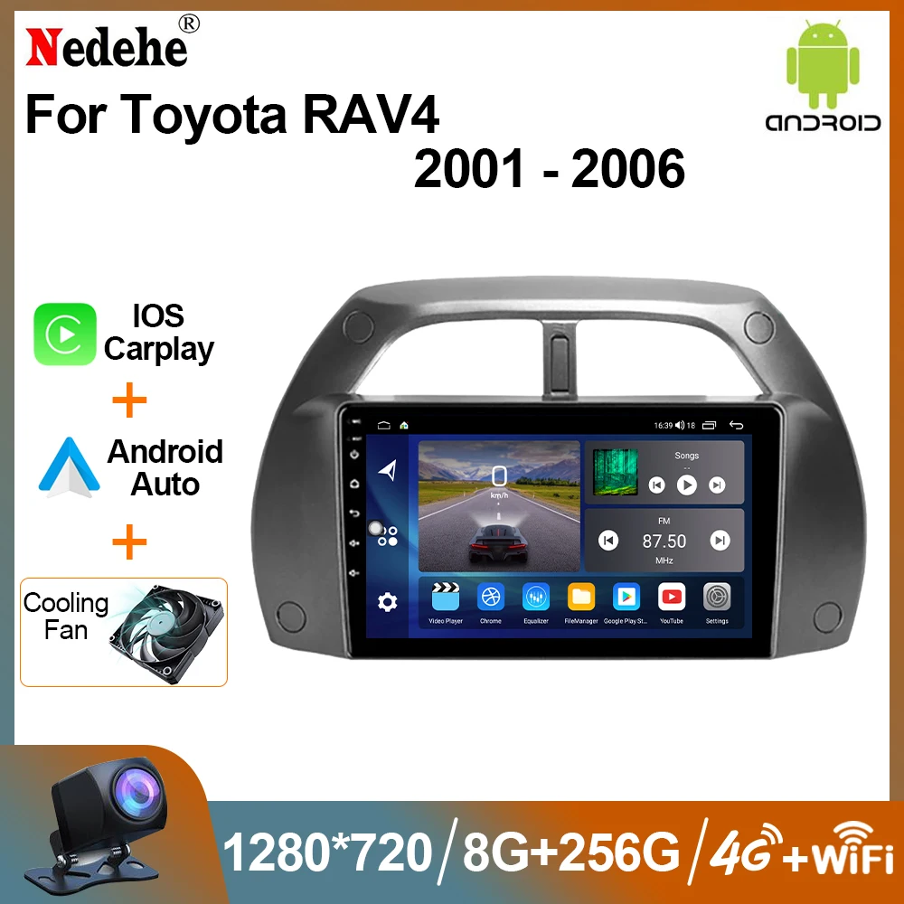 2 Din Car Radio Android Carplay Multimedia Player For Toyota RAV4 RAV 4 2001 - £102.58 GBP+