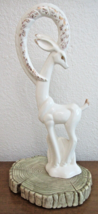 Mid-Century Modern Ceramic Ibex on Wood Slice Sculpture 17&quot; Tall Atlanti... - £69.33 GBP