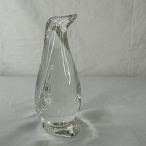 Vintage Clear Glass Penguin Bird Figurine Art Hand Blown Paperweight 6” ... - $38.60