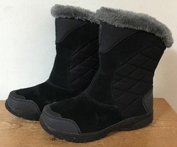 Columbia Ice Maiden BL1582-011 Black Suede Pull On Winter Boots Womens 6 37 - $36.62