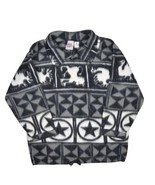 Vintage No Excuses Fleece Sweatshirt Womens M Tribal Plaid Black Grey Stars - £21.96 GBP