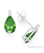 Pear-Shape Simulated Emerald Cubic Zirconia Stud Earrings in 925 Sterlin... - €26,89 EUR