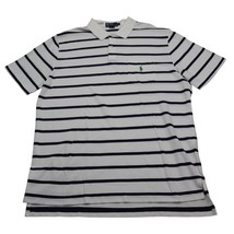 Polo Ralph Lauren Shirt Mens XL White Blue Rugby Golf Striped Short Sleeve - £17.99 GBP