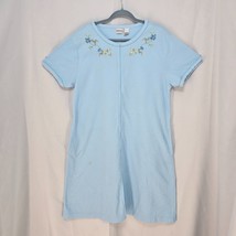 Bobbie Brooks Robe Woman Large 14-16 Baby Blue Waffle Weave Full Zip Embroidered - $14.95