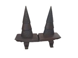 Bronze Colored Metal Christmas Tree Stocking Holders for Mantle Shelf Ho... - £19.68 GBP