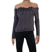 Ultra Flirt Womens Stripted Top Size Large Color Navy/Burgundy - £19.78 GBP