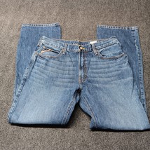 Ariat Jeans Men 34x34 Blue Mid Rise Bootcut M4 Loop Lock Whiskered Western - $37.02