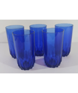 LUMINARC COBALT BLUE DRINKING GLASSES Tumblers Geometric Cut Set Of 5 8 OZ - $602.96 MXN
