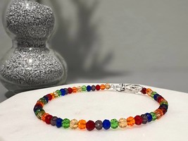 Rainbow Bracelet, Rainbow Bead Bracelet, Gay Pride Bracelet, LGBTQ Bracelet, Rai - £14.55 GBP