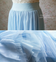 Light Blue Long Tulle Skirt Women Floor Length Plus Size Tulle Maxi Skirt image 8