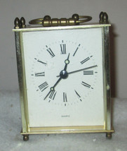 QUARTZ DESK SHELF CLOCK GOLD TONE METAL CASE   - $21.14