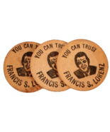 3 Francis S Lorenz Wooden Nickels 1962 Illinois Treasurer Campaign - $6.79