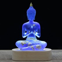 Buddha Statue with LED Light Base, 7&#39;&#39; Seated Small Figurine Collectibles Decor - £39.16 GBP
