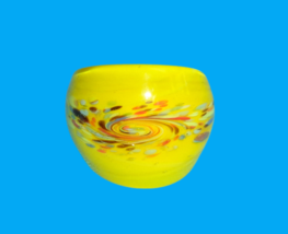 Chunky Yellow Multicolor Swirl Spiral Glass Dome Ring Sz 8.5 Statement Jewelry - £6.20 GBP