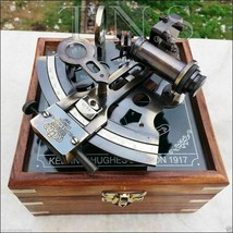 Antique Collectible Nautical Brass Working German Marine Sextant w/ Wooden Box - £41.42 GBP