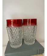 indiana diamond point ruby cranberry tumblers set of 2 - $351.08 MXN